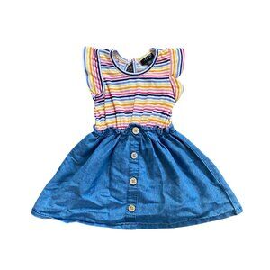 Toddler Girls’ Striped & Chambray Button-Front Dress – 24 Months, Gently Worn